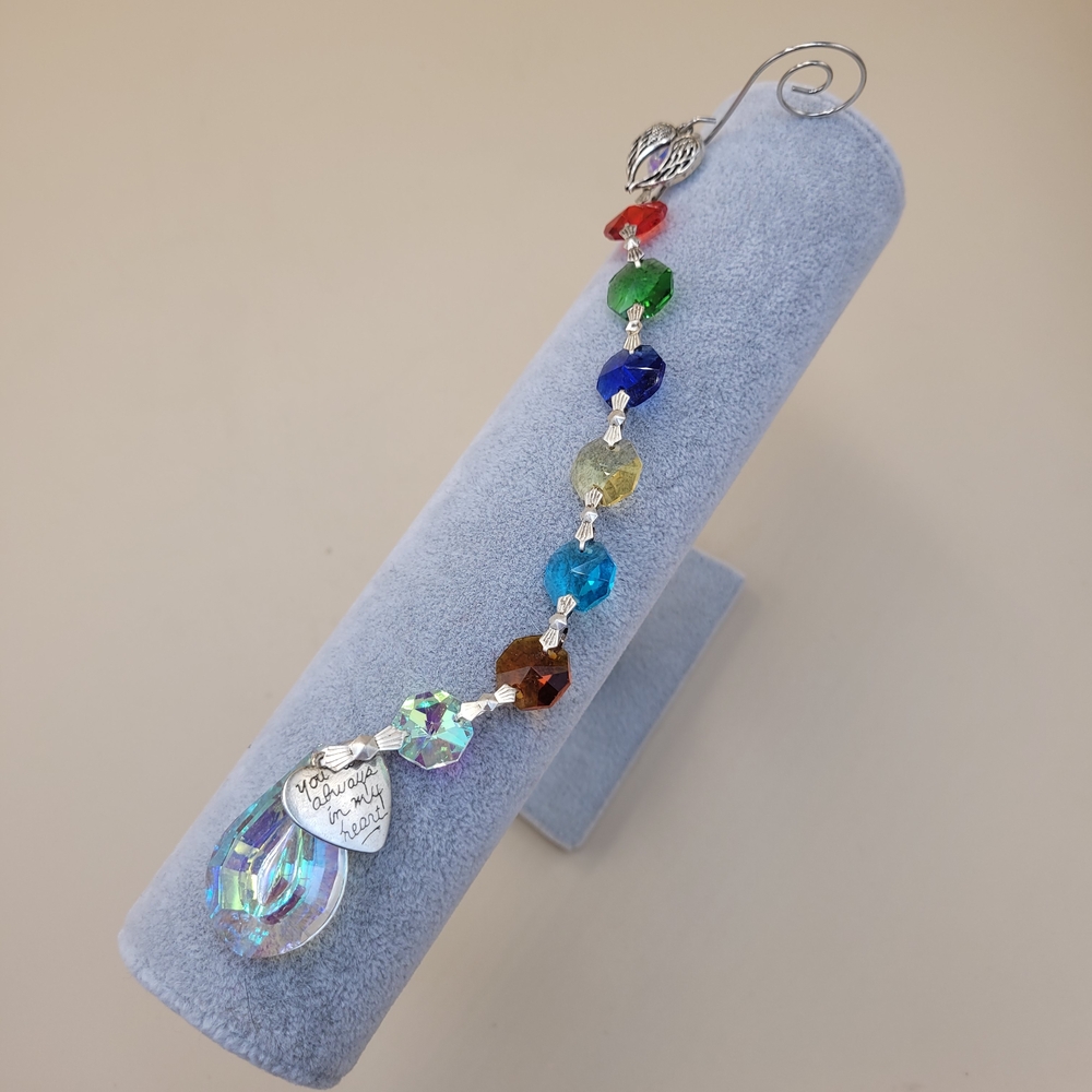 Memorial Crystal Teardrop Prism Rainbow Maker Chakra Suncatcher Car Mirror Decor